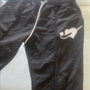 Kids Black Joggers with Heart Design